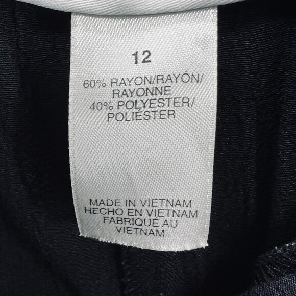 Alfred Dunner Pants Womens 12 Black Cropped Embellished Cuff Beaded Trim Rayon - Picture 5 of 9